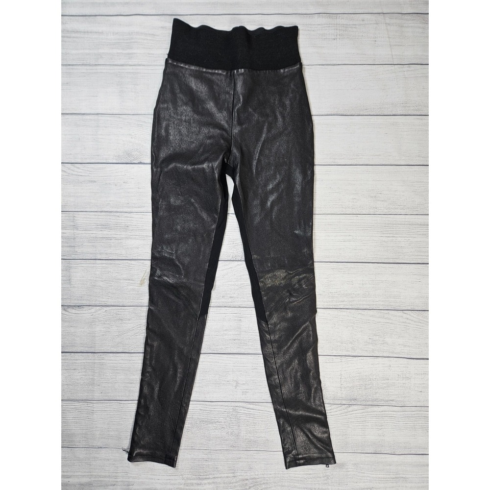 Karolina Zmarlak Leather Leggings Women XS Black Stretch Panel Designer Pants